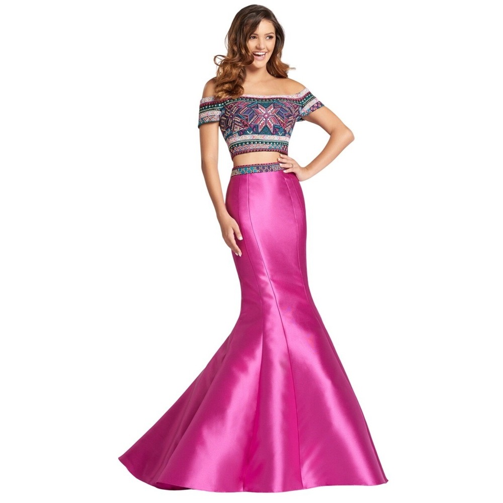 Ellie‎ Wilde 2 Piece Mermaid Embroidered Off The Shoulder Prom Dress 4 EW118038